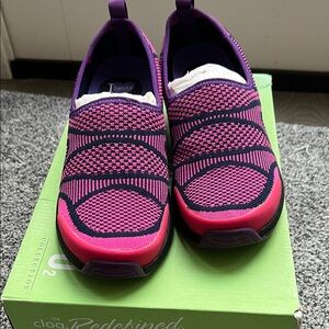 Sanita Pink and Purple Knit Slip-Ons